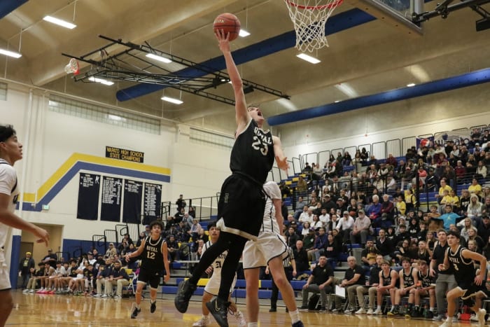 Royal's Caden Allred goes up for a layup during a game at Wapato last month.